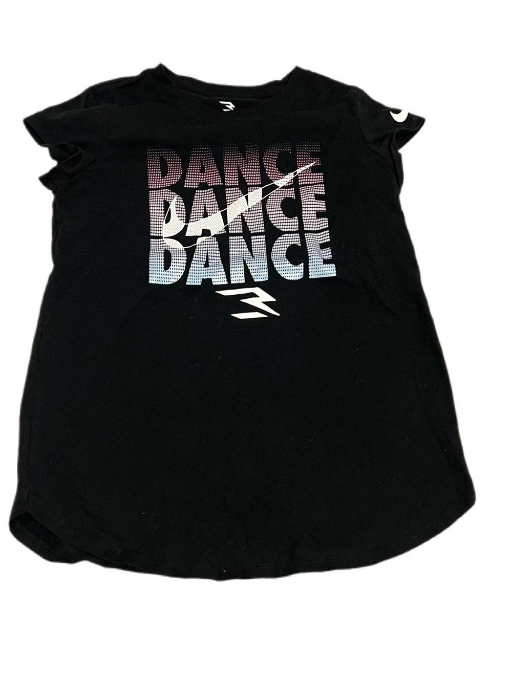 Nike Kids Black Tee with Gradient 'DANCE' Graphic